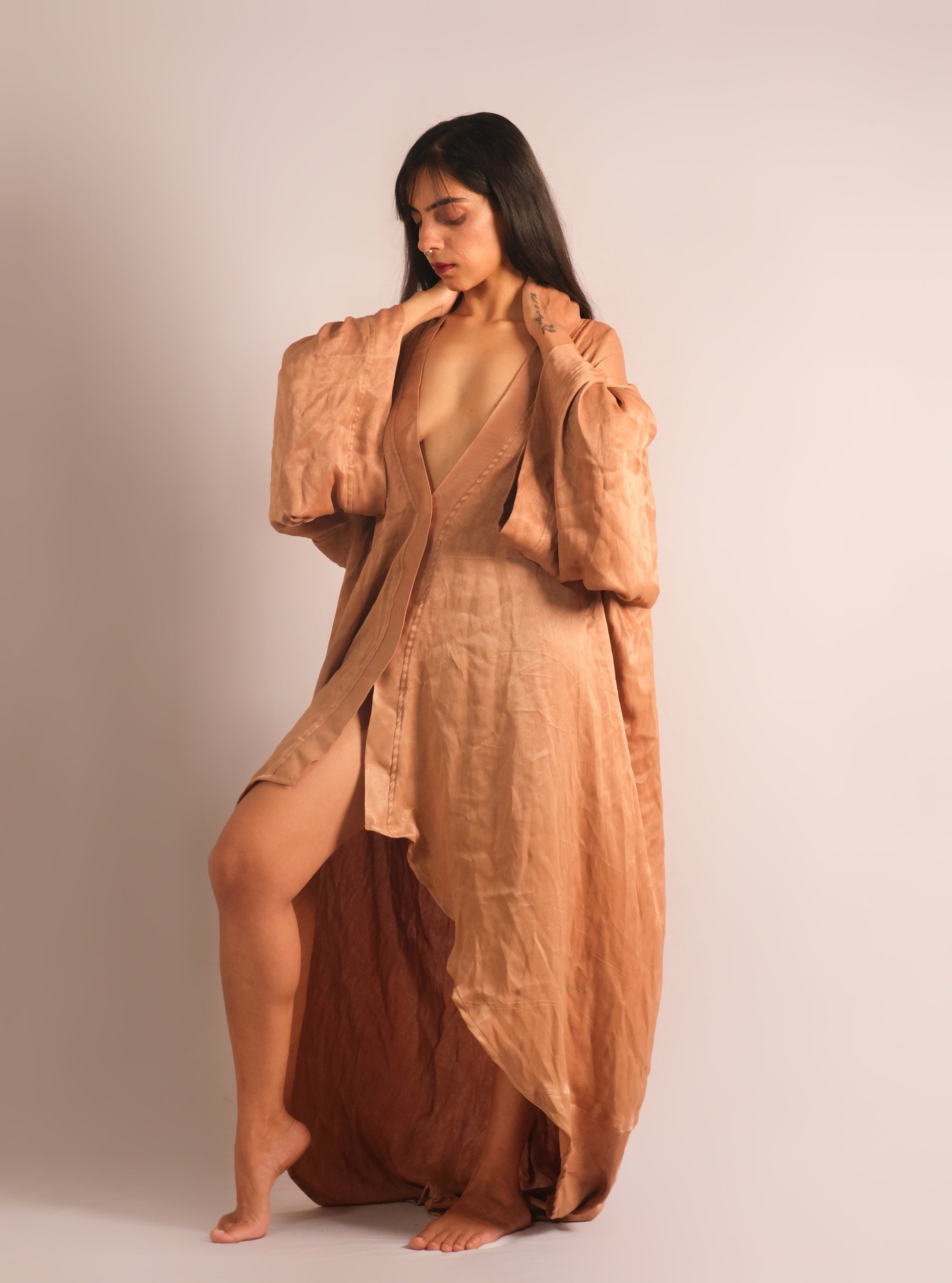 Brown Organic Orange Fiber Kaftan