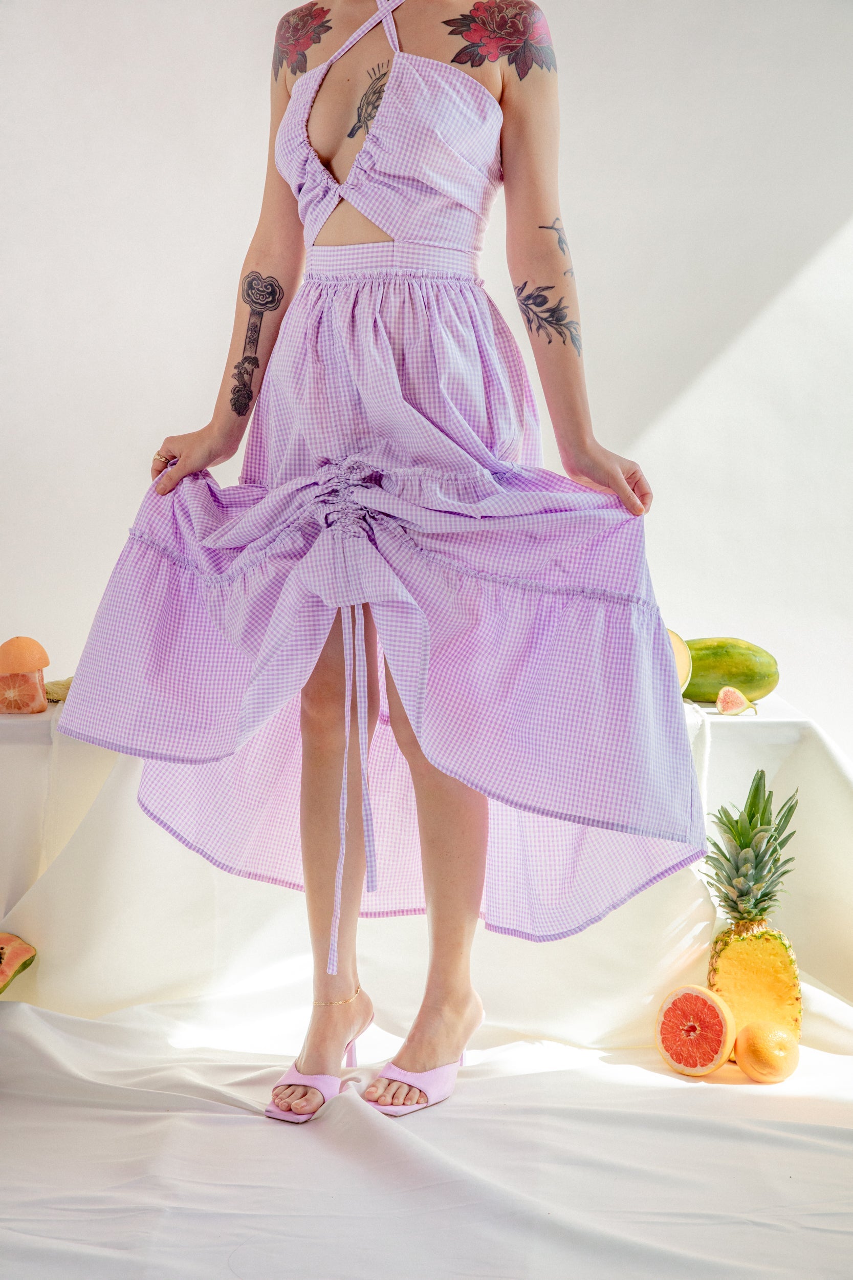 Lavender Organic Cotton Ovulation Dress – Cremona Studios Lavender Organic Cotton Ovulation Dress – Cremona Studios