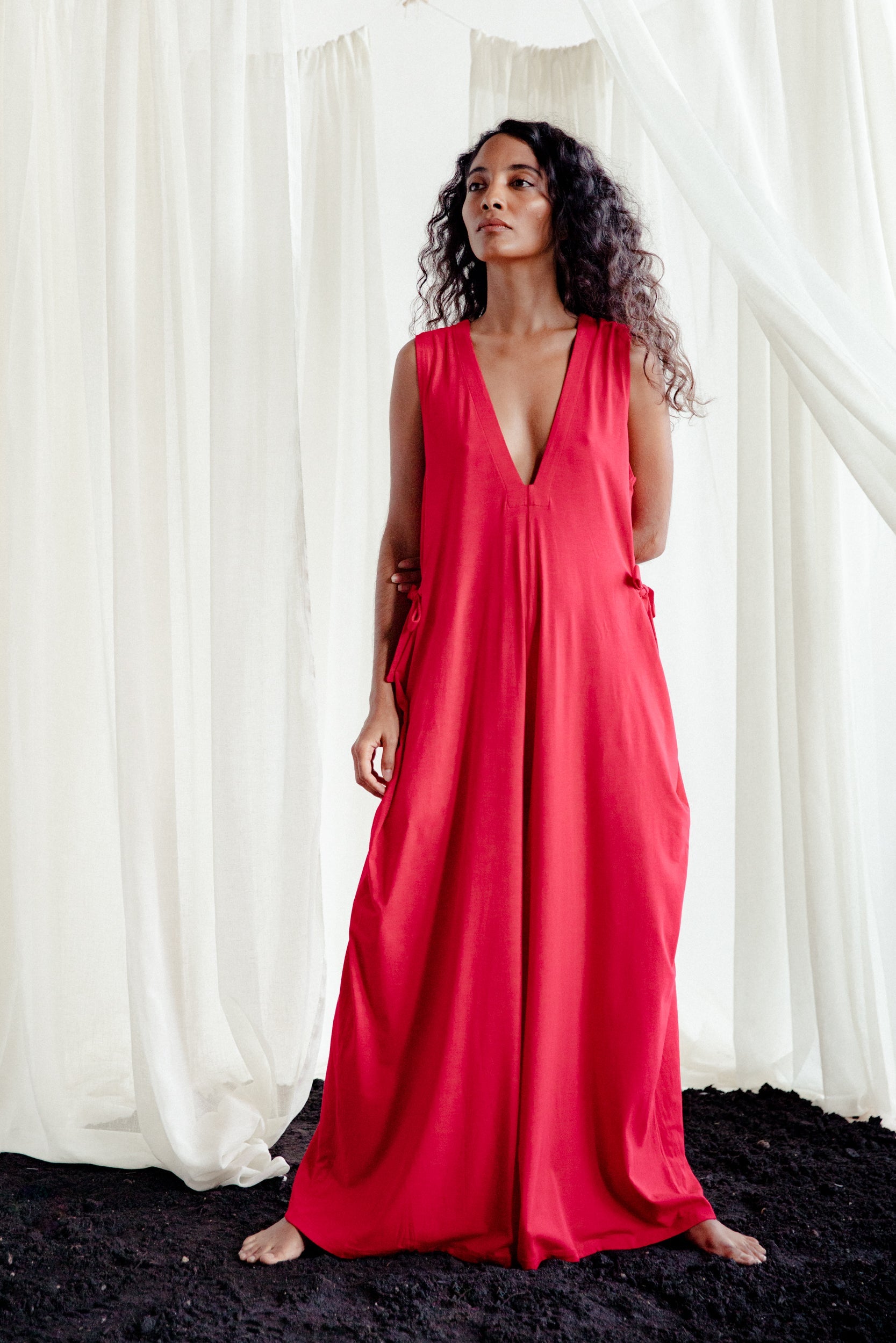 Red Organic Bamboo Menstruation Jumpsuit