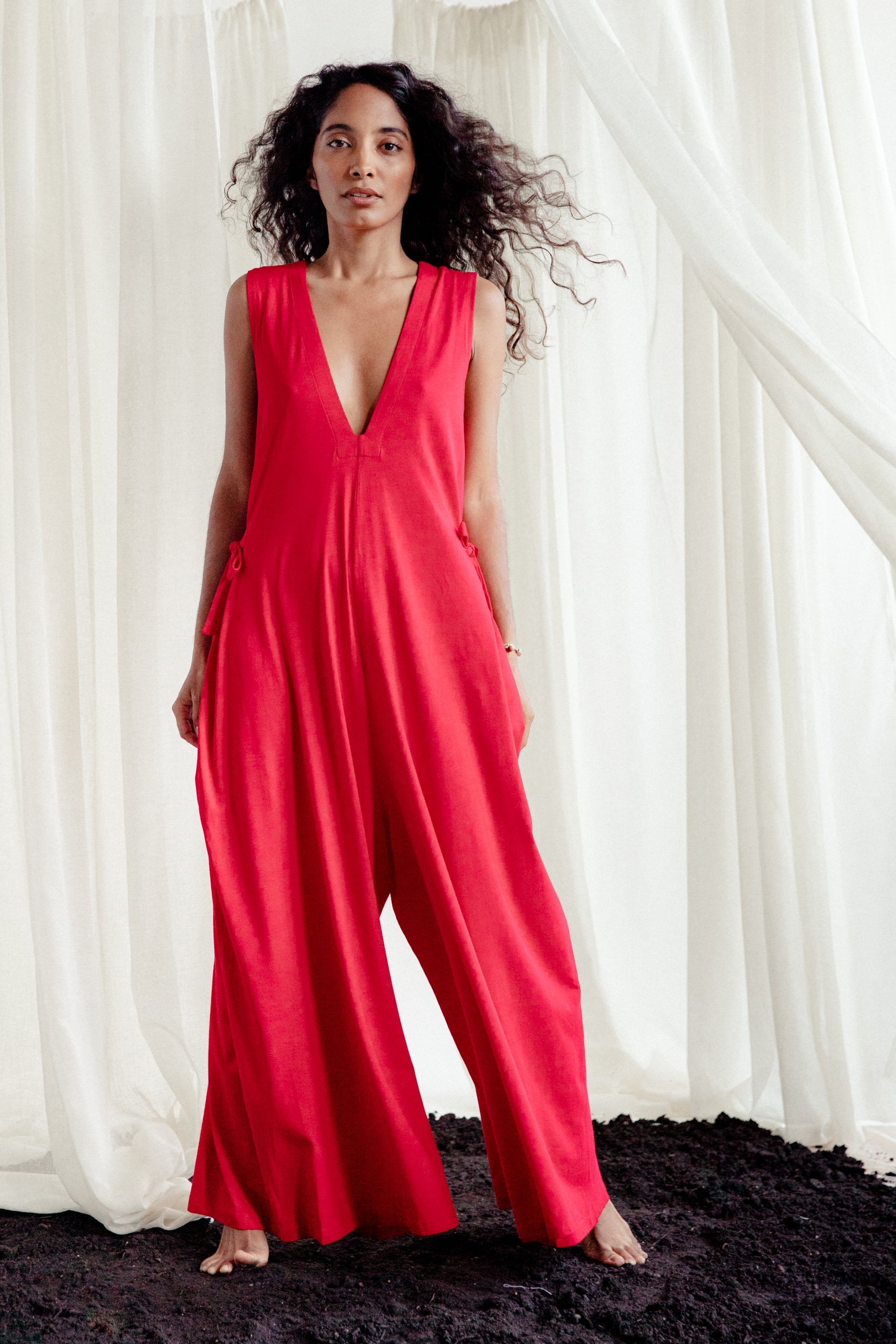 Red Organic Bamboo Menstruation Jumpsuit
